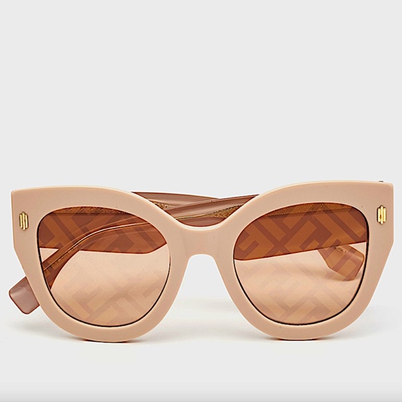 FENDI Peach FF0435/S Cat Eye Mirror FF Logo Monogram Sunglasses main image 4